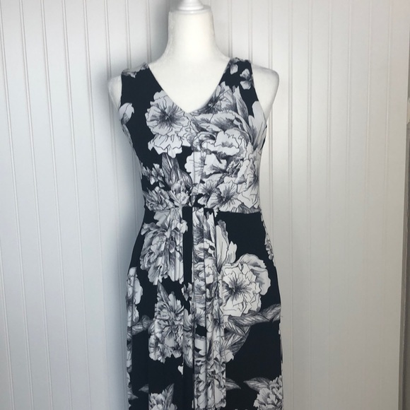 ADRIENNE VITTADINI Dress Black White FLORAL MAXI - Picture 2 of 7